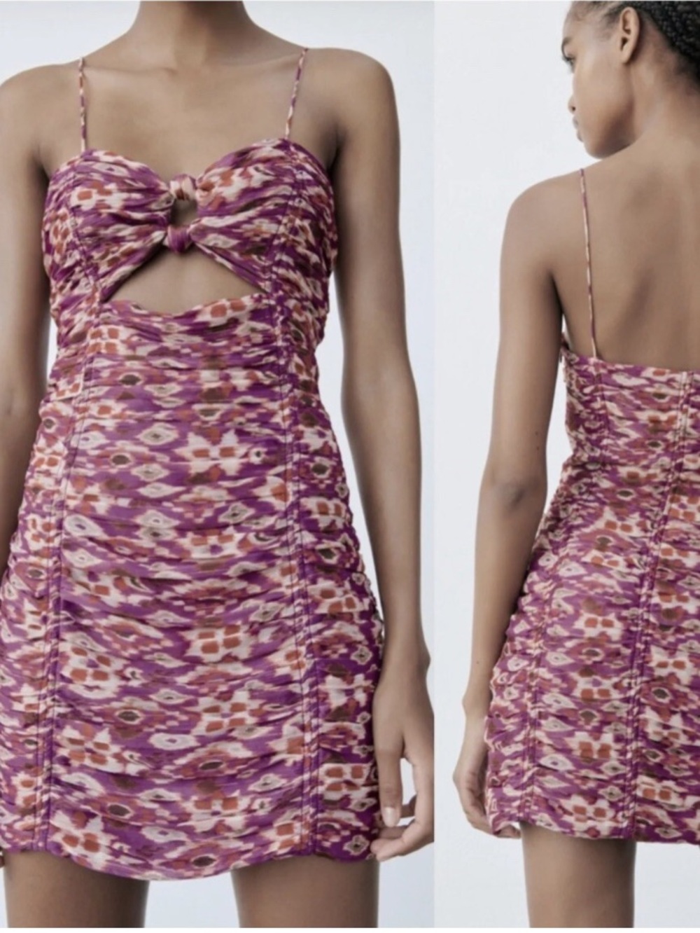 NWT Zara Purple Print Cutout Mini Dress
